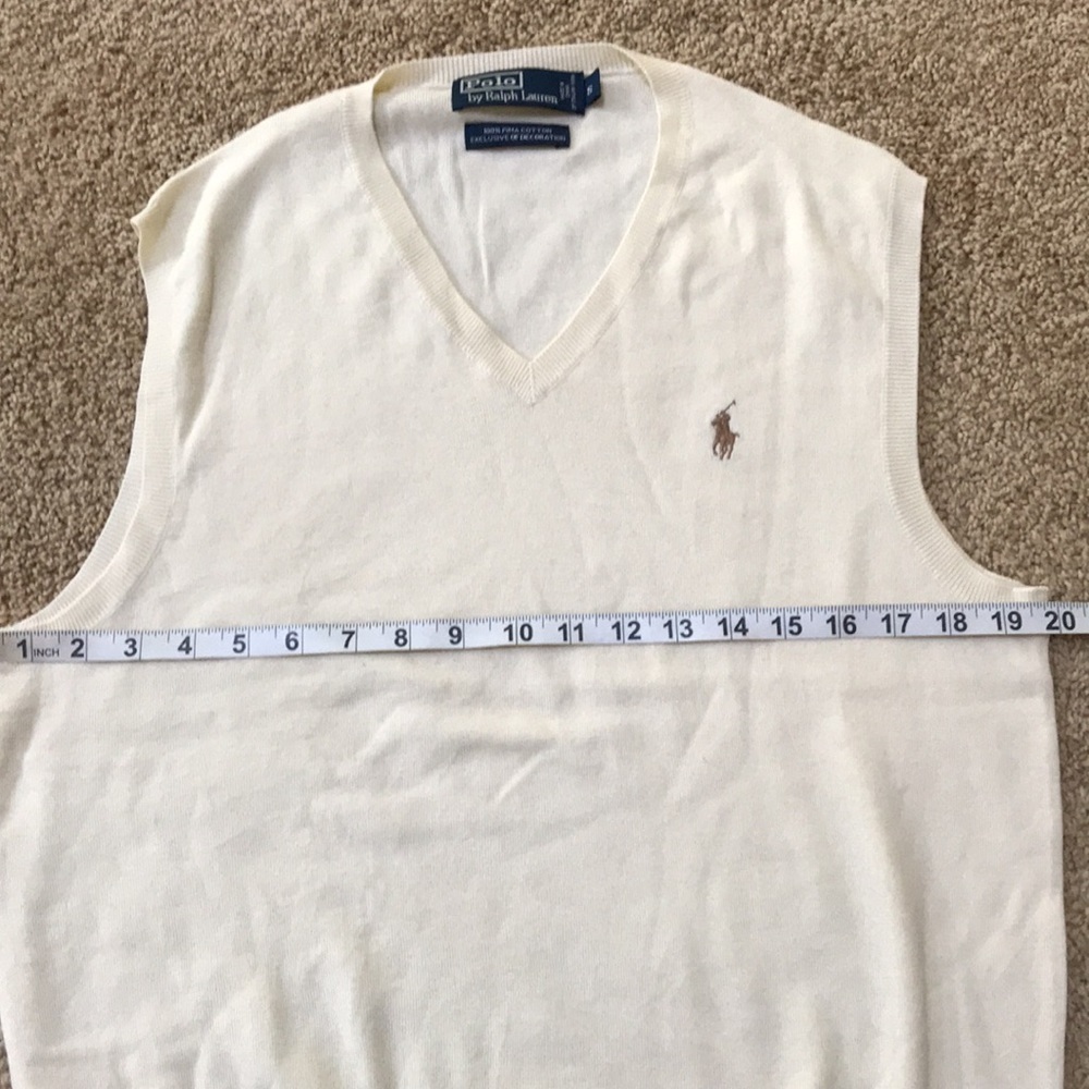 Polo Ralph Lauren mens small cream cotton vest . - Picture 3 of 6